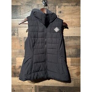 VTG Hollister/A&F Women’s Small Black Sherpa Lined Hooded Puffer Vest Hoodie Y2k